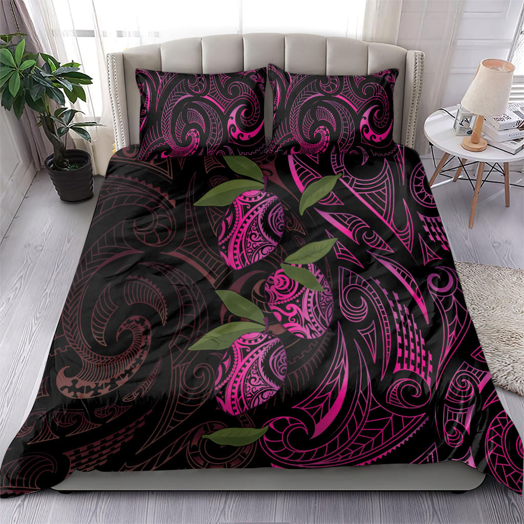 Hawaiian Mango Tribal Tattoo Bedding Set Pink Pacific Traditional Pattern LT9 - Polynesian Pride