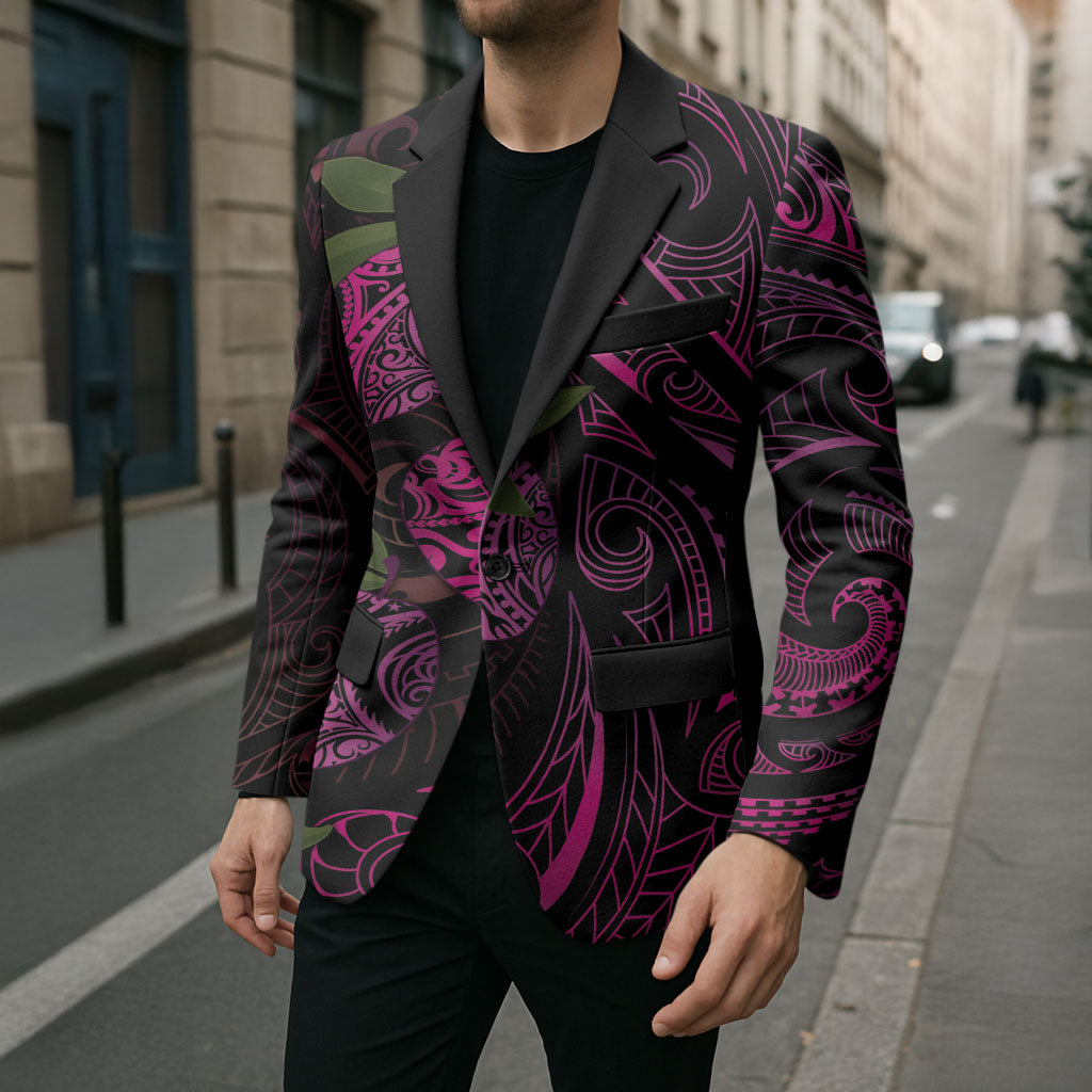Hawaiian Mango Tribal Tattoo Blazer Pink Pacific Traditional Pattern LT9 - Polynesian Pride