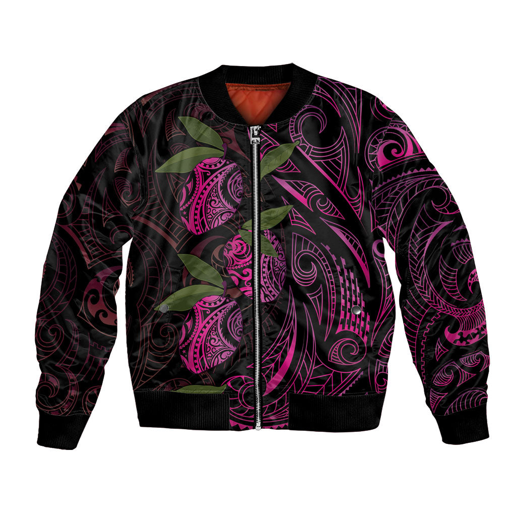Hawaiian Mango Tribal Tattoo Bomber Jacket Pink Pacific Traditional Pattern LT9 Unisex Pink - Polynesian Pride