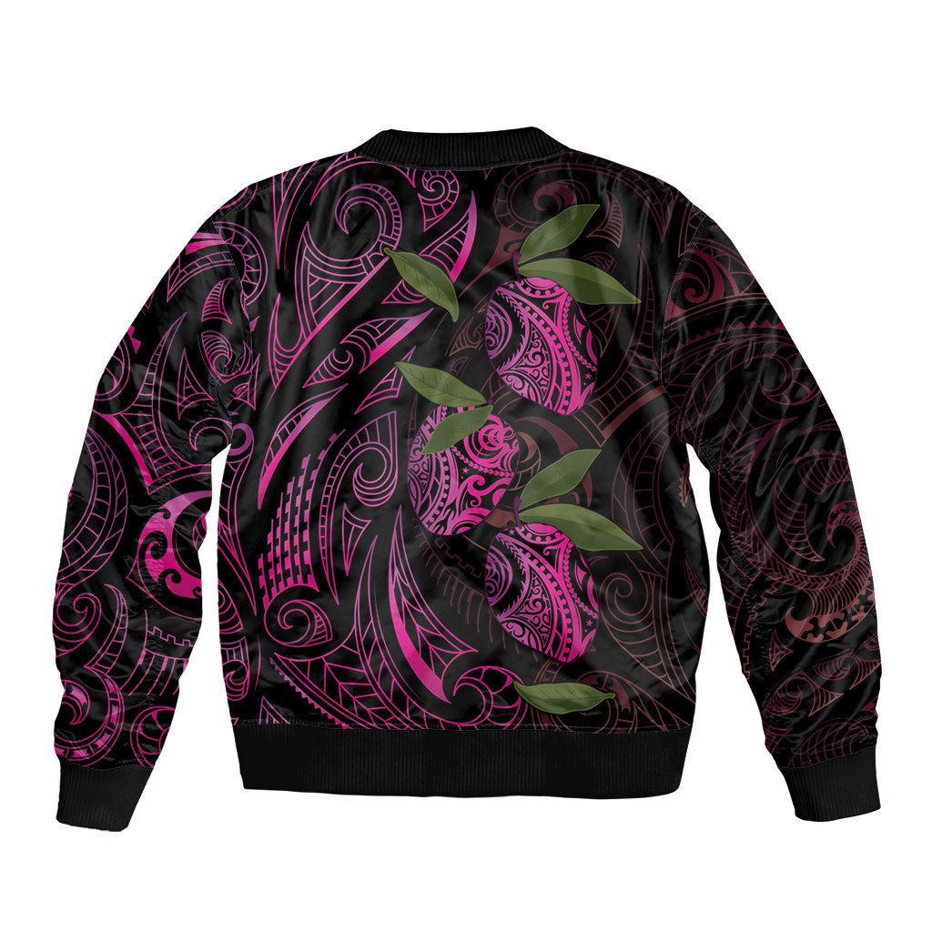 Hawaiian Mango Tribal Tattoo Bomber Jacket Pink Pacific Traditional Pattern LT9 - Polynesian Pride