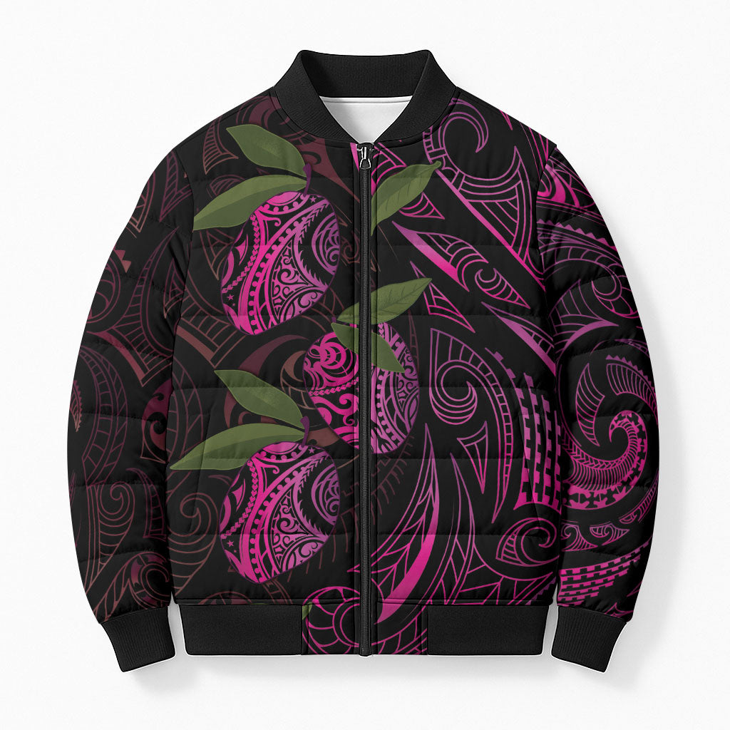 Hawaiian Mango Tribal Tattoo Bomber Puffer Jacket Pink Pacific Traditional Pattern LT9 Unisex Pink - Polynesian Pride