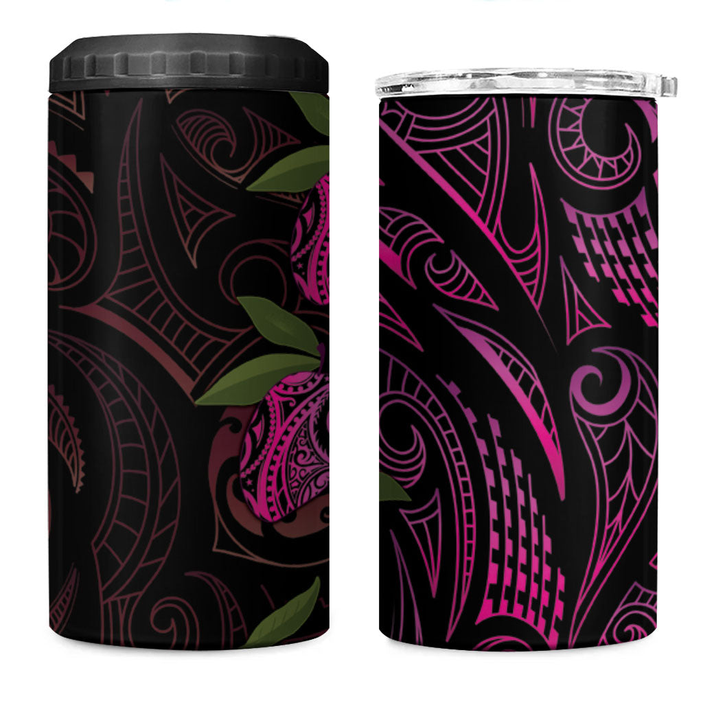 Hawaiian Mango Tribal Tattoo 4 in 1 Can Cooler Tumbler Pink Pacific Traditional Pattern LT9 One Size: 16 oz Pink - Polynesian Pride