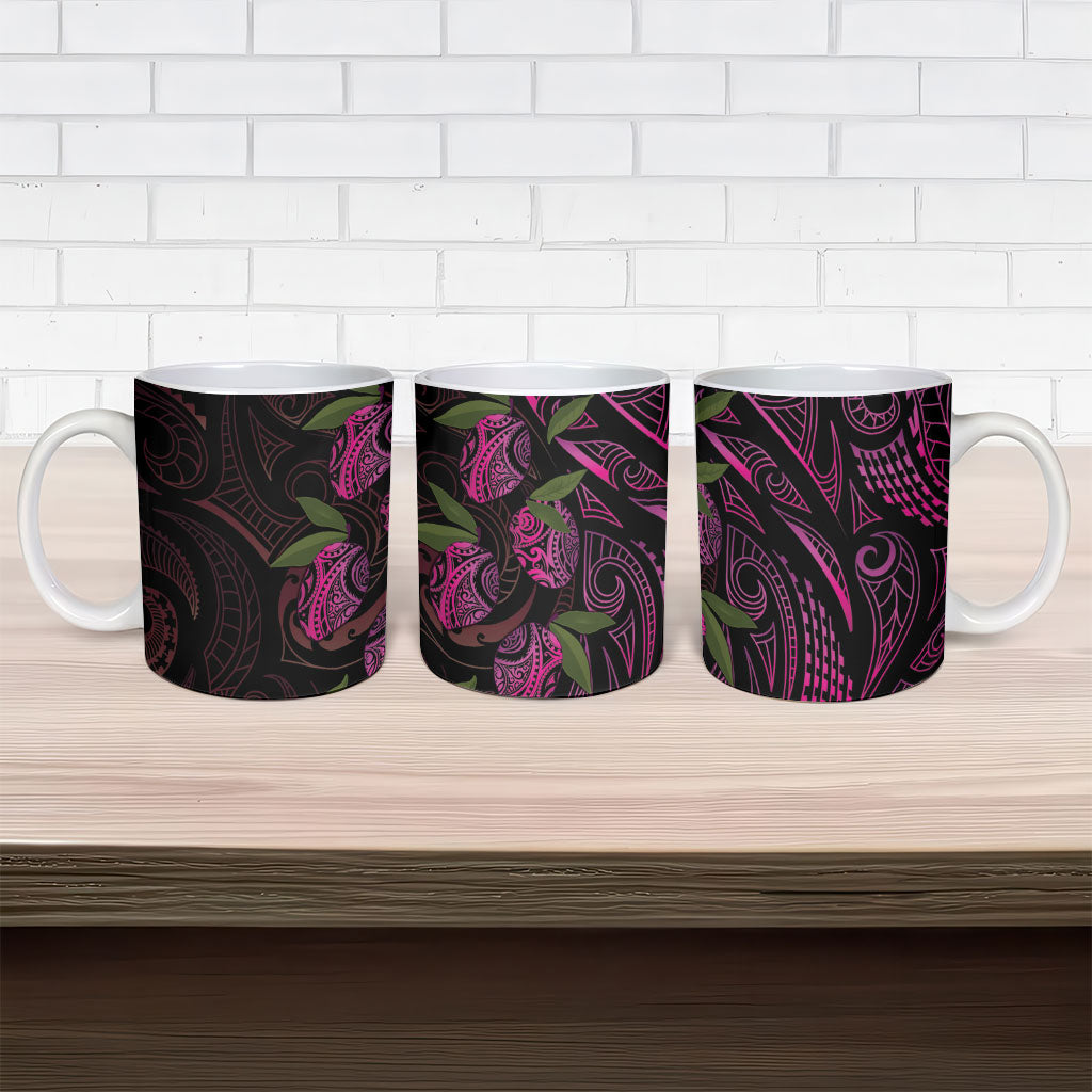 Hawaiian Mango Tribal Tattoo Ceramic Mug Pink Pacific Traditional Pattern LT9 - Polynesian Pride