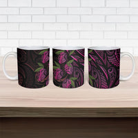 Hawaiian Mango Tribal Tattoo Ceramic Mug Pink Pacific Traditional Pattern LT9 - Polynesian Pride