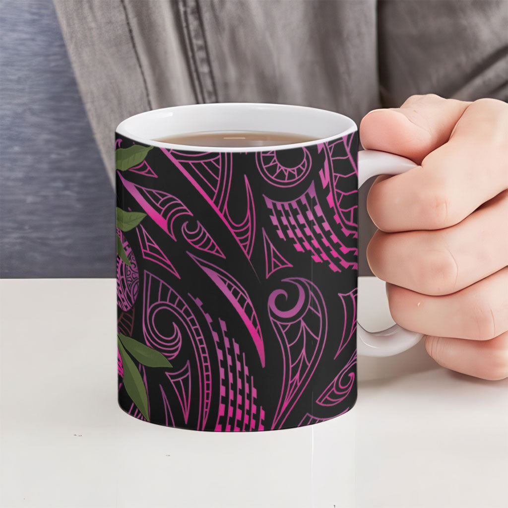 Hawaiian Mango Tribal Tattoo Ceramic Mug Pink Pacific Traditional Pattern LT9 - Polynesian Pride