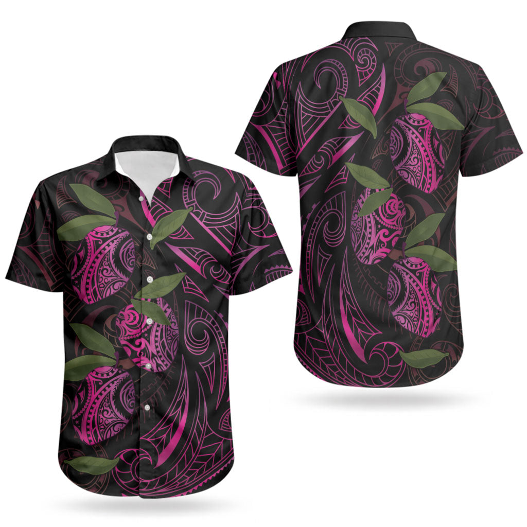 Hawaiian Mango Tribal Tattoo Couples Matching Puletasi and Hawaiian Shirt Pink Pacific Traditional Pattern LT9 - Polynesian Pride