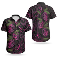 Hawaiian Mango Tribal Tattoo Couples Matching Puletasi and Hawaiian Shirt Pink Pacific Traditional Pattern LT9 - Polynesian Pride