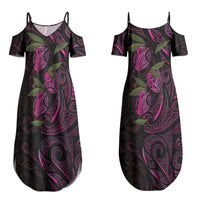 Hawaiian Mango Tribal Tattoo Couples Matching Summer Maxi Dress and Long Sleeve Button Shirt Pink Pacific Traditional Pattern LT9 - Polynesian Pride