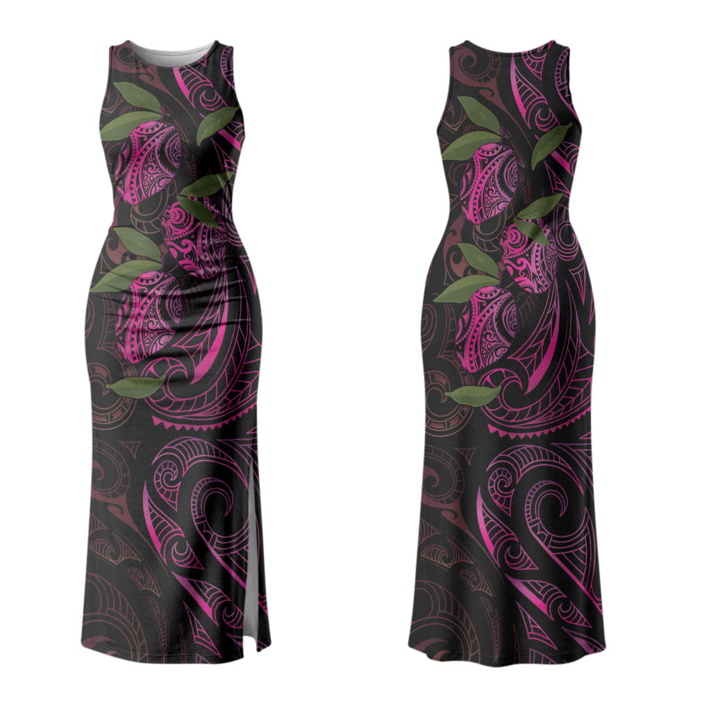 Hawaiian Mango Tribal Tattoo Couples Matching Tank Maxi Dress and Long Sleeve Button Shirt Pink Pacific Traditional Pattern LT9 - Polynesian Pride