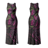Hawaiian Mango Tribal Tattoo Couples Matching Tank Maxi Dress and Long Sleeve Button Shirt Pink Pacific Traditional Pattern LT9 - Polynesian Pride