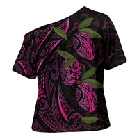 Hawaiian Mango Tribal Tattoo Cross Shoulder Shirt Pink Pacific Traditional Pattern LT9 - Polynesian Pride