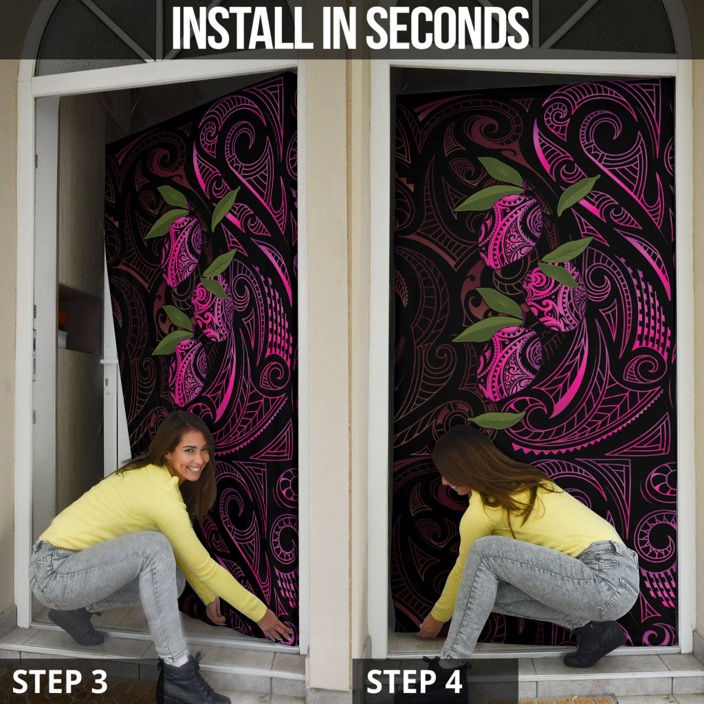 Hawaiian Mango Tribal Tattoo Door Cover Pink Pacific Traditional Pattern LT9 - Polynesian Pride