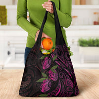 Hawaiian Mango Tribal Tattoo Grocery Bag Pink Pacific Traditional Pattern LT9 - Polynesian Pride