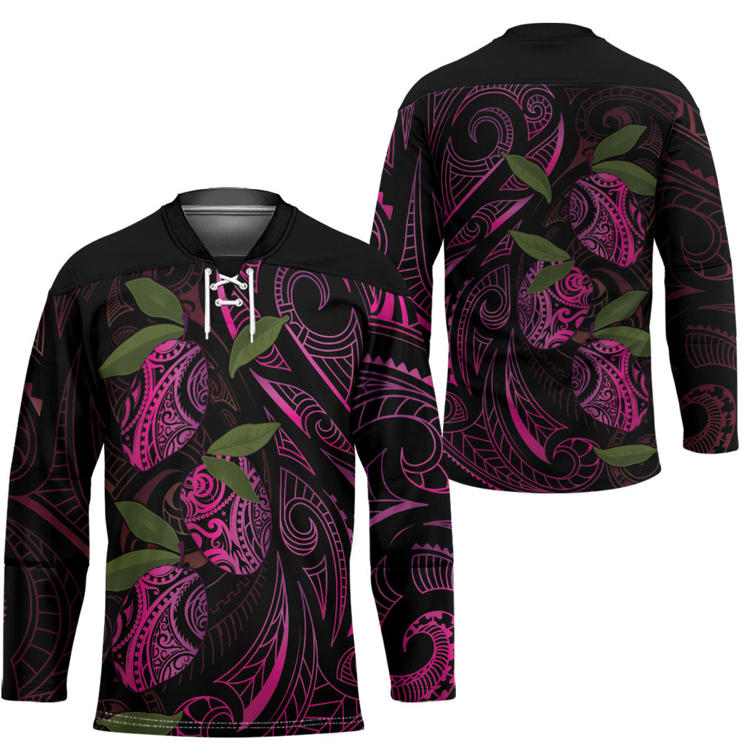 Hawaiian Mango Tribal Tattoo Hockey Jersey Pink Pacific Traditional Pattern LT9 - Polynesian Pride