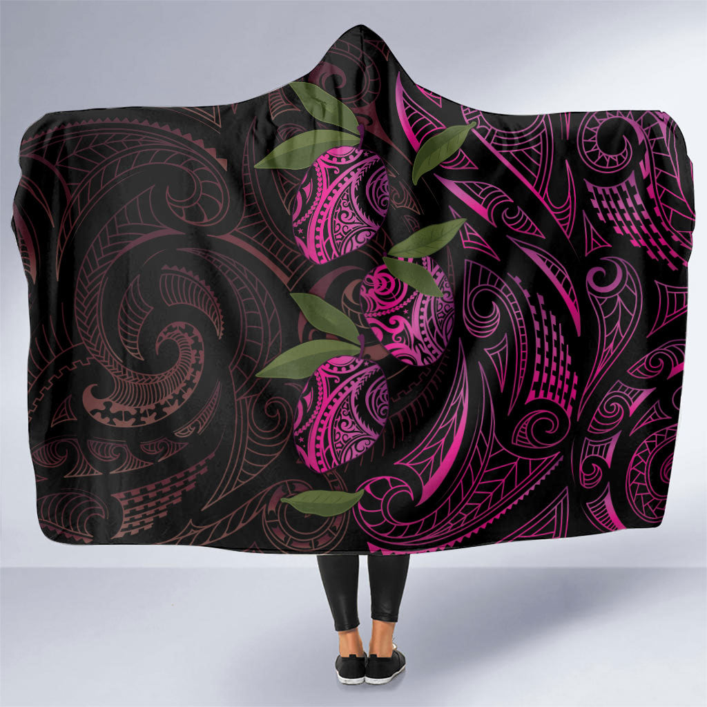 Hawaiian Mango Tribal Tattoo Hooded Blanket Pink Pacific Traditional Pattern LT9 One Size Pink - Polynesian Pride