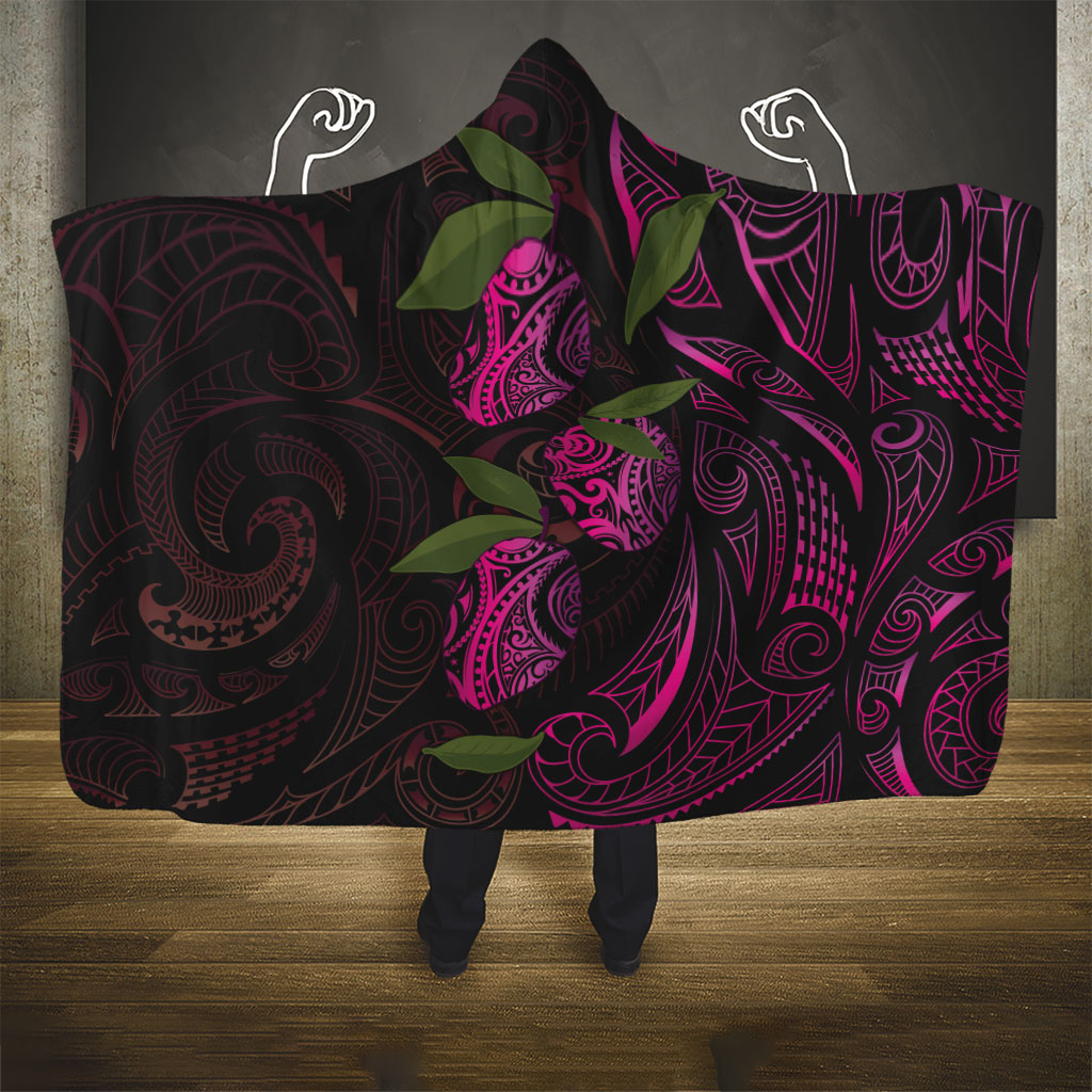 Hawaiian Mango Tribal Tattoo Hooded Blanket Pink Pacific Traditional Pattern LT9 - Polynesian Pride