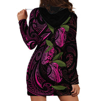 Hawaiian Mango Tribal Tattoo Hoodie Dress Pink Pacific Traditional Pattern LT9 - Polynesian Pride