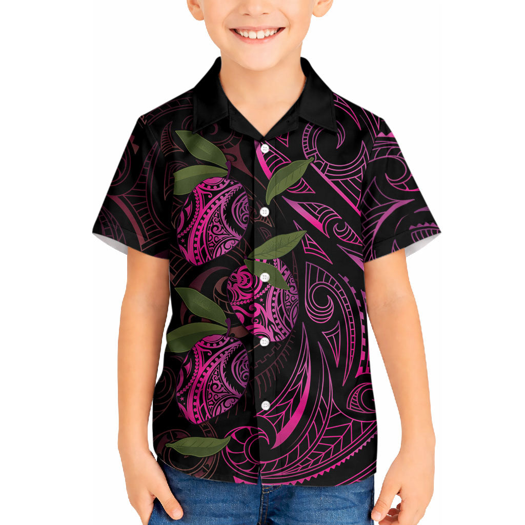 Hawaiian Mango Tribal Tattoo Kid Hawaiian Shirt Pink Pacific Traditional Pattern LT9 Kid Pink - Polynesian Pride