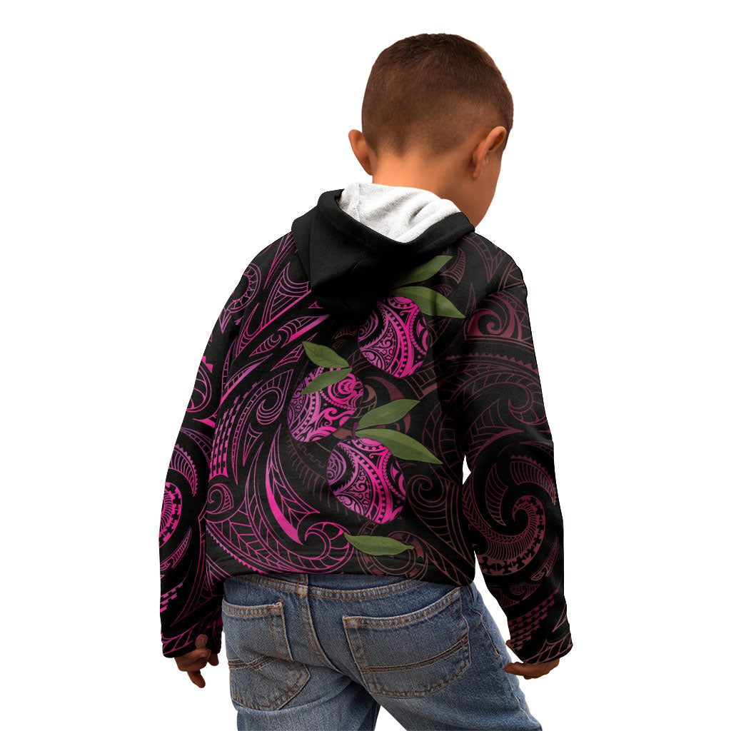 Hawaiian Mango Tribal Tattoo Kid Hoodie Pink Pacific Traditional Pattern LT9 - Polynesian Pride