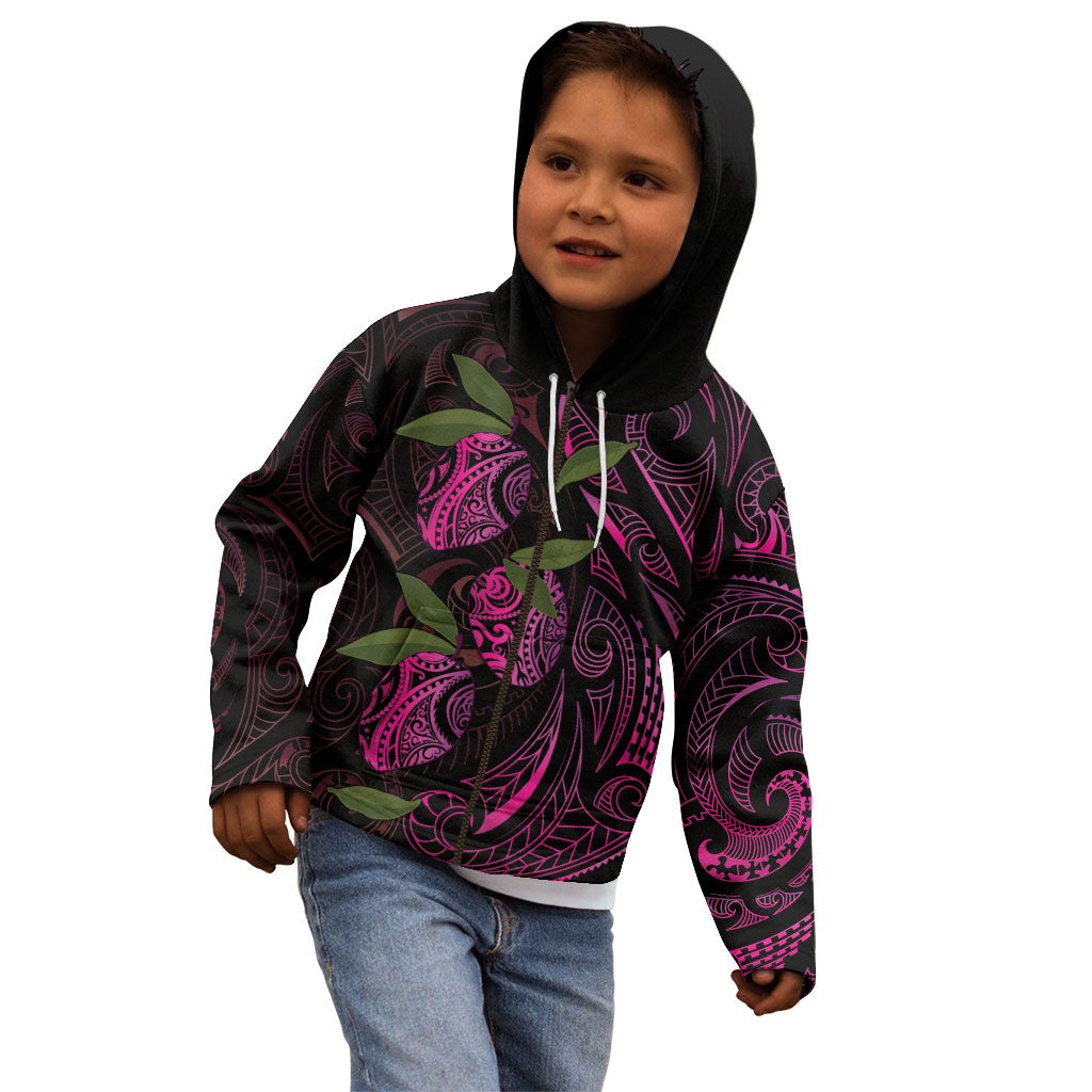 Hawaiian Mango Tribal Tattoo Kid Hoodie Pink Pacific Traditional Pattern LT9 - Polynesian Pride