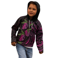 Hawaiian Mango Tribal Tattoo Kid Hoodie Pink Pacific Traditional Pattern LT9 - Polynesian Pride