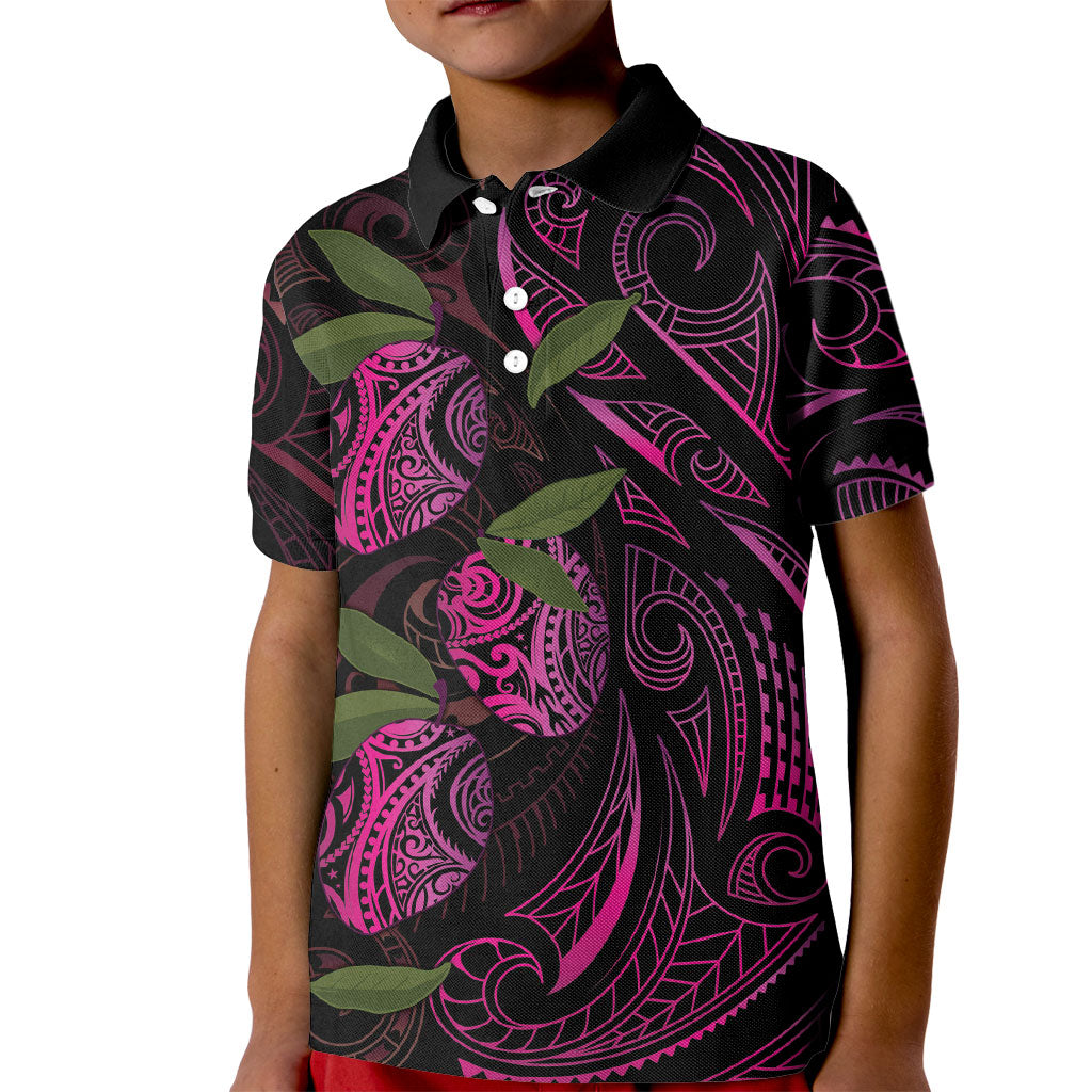 Hawaiian Mango Tribal Tattoo Kid Polo Shirt Pink Pacific Traditional Pattern LT9 Kid Pink - Polynesian Pride