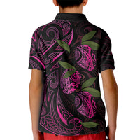 Hawaiian Mango Tribal Tattoo Kid Polo Shirt Pink Pacific Traditional Pattern LT9 - Polynesian Pride