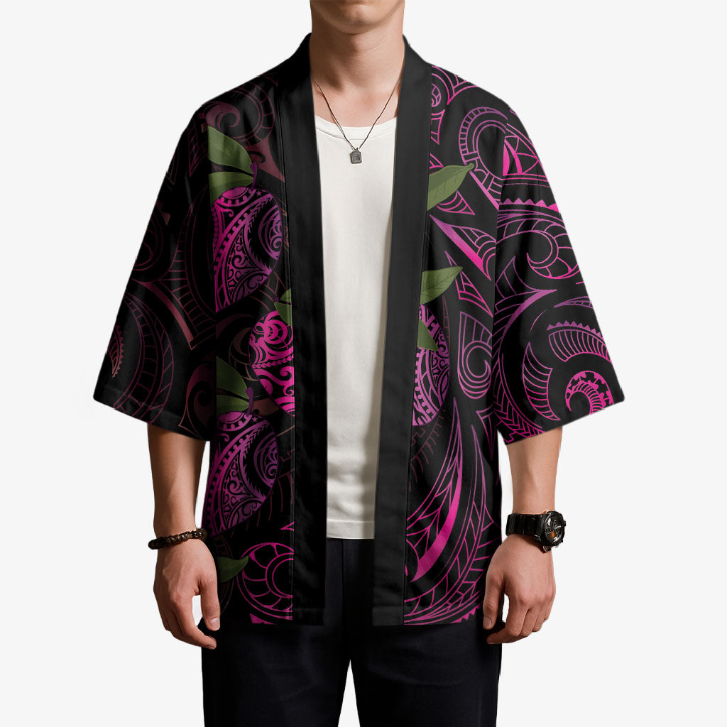 Hawaiian Mango Tribal Tattoo Kimono Pink Pacific Traditional Pattern LT9 - Polynesian Pride