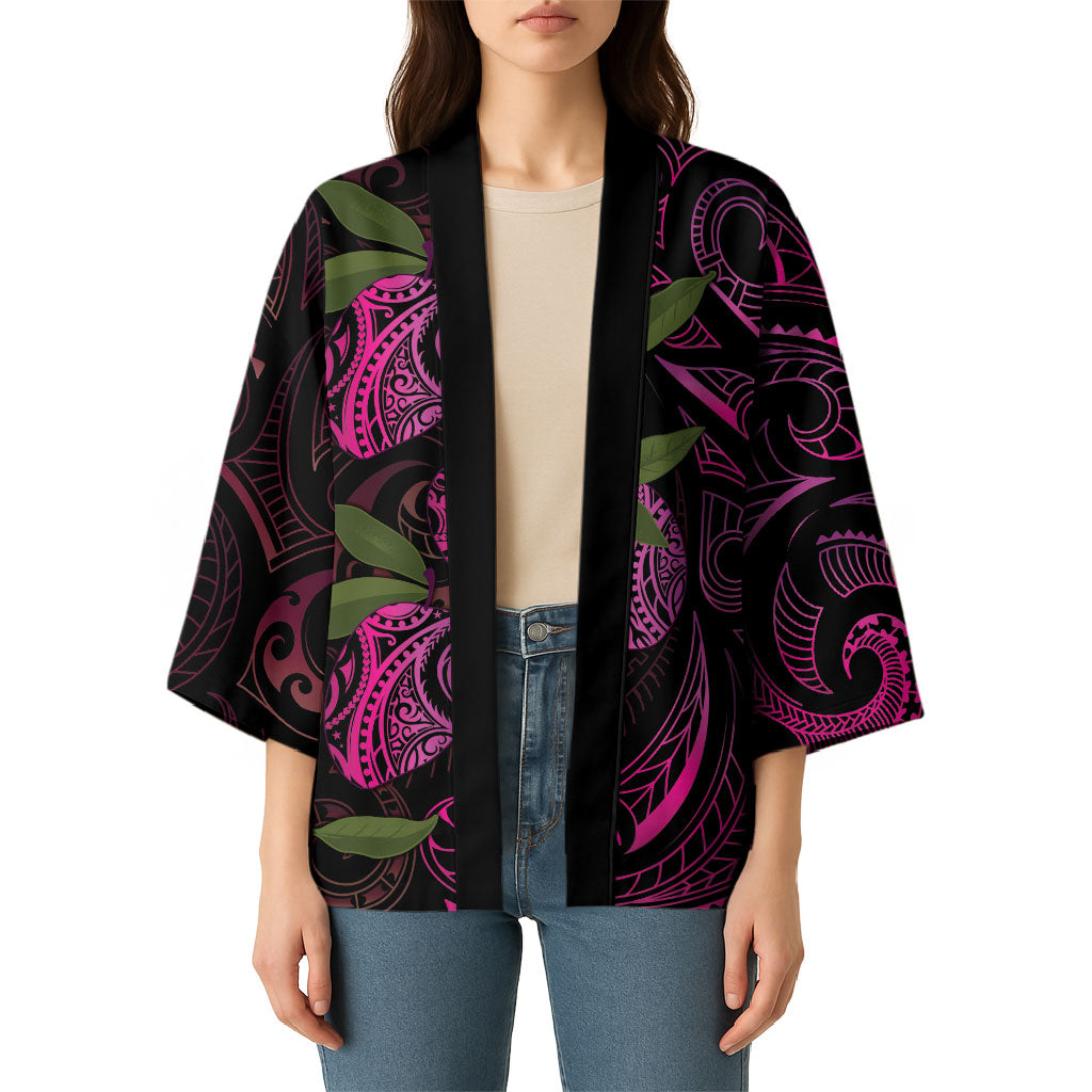 Hawaiian Mango Tribal Tattoo Kimono Pink Pacific Traditional Pattern LT9 - Polynesian Pride