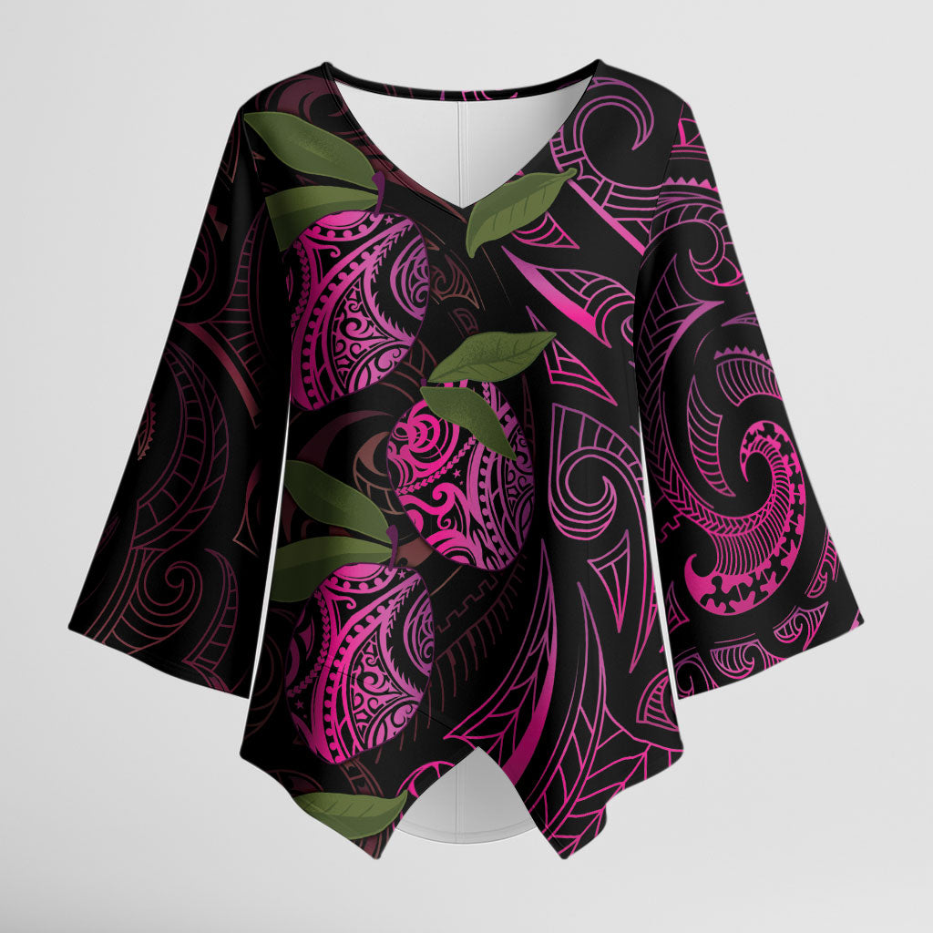 Hawaiian Mango Tribal Tattoo Kimono Sleeve Blouse Pink Pacific Traditional Pattern LT9 Female Pink - Polynesian Pride