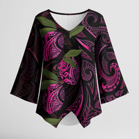 Hawaiian Mango Tribal Tattoo Kimono Sleeve Blouse Pink Pacific Traditional Pattern LT9 Female Pink - Polynesian Pride