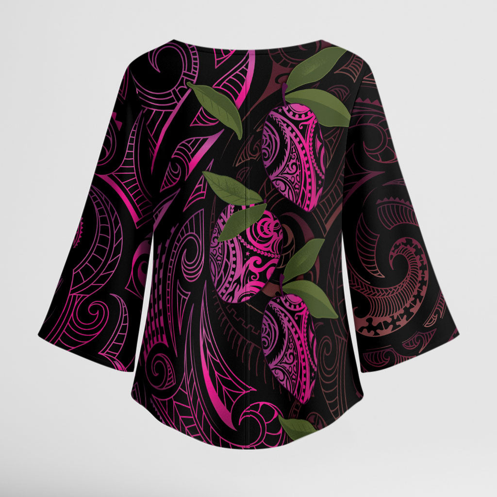 Hawaiian Mango Tribal Tattoo Kimono Sleeve Blouse Pink Pacific Traditional Pattern LT9 - Polynesian Pride