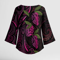 Hawaiian Mango Tribal Tattoo Kimono Sleeve Blouse Pink Pacific Traditional Pattern LT9 - Polynesian Pride