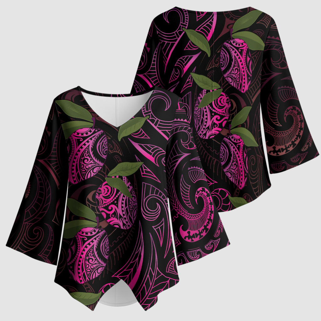 Hawaiian Mango Tribal Tattoo Kimono Sleeve Blouse Pink Pacific Traditional Pattern LT9 - Polynesian Pride