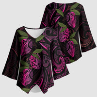 Hawaiian Mango Tribal Tattoo Kimono Sleeve Blouse Pink Pacific Traditional Pattern LT9 - Polynesian Pride