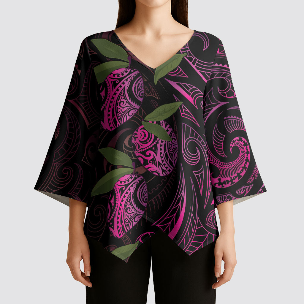 Hawaiian Mango Tribal Tattoo Kimono Sleeve Blouse Pink Pacific Traditional Pattern LT9 - Polynesian Pride
