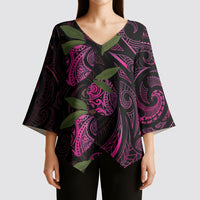 Hawaiian Mango Tribal Tattoo Kimono Sleeve Blouse Pink Pacific Traditional Pattern LT9 - Polynesian Pride