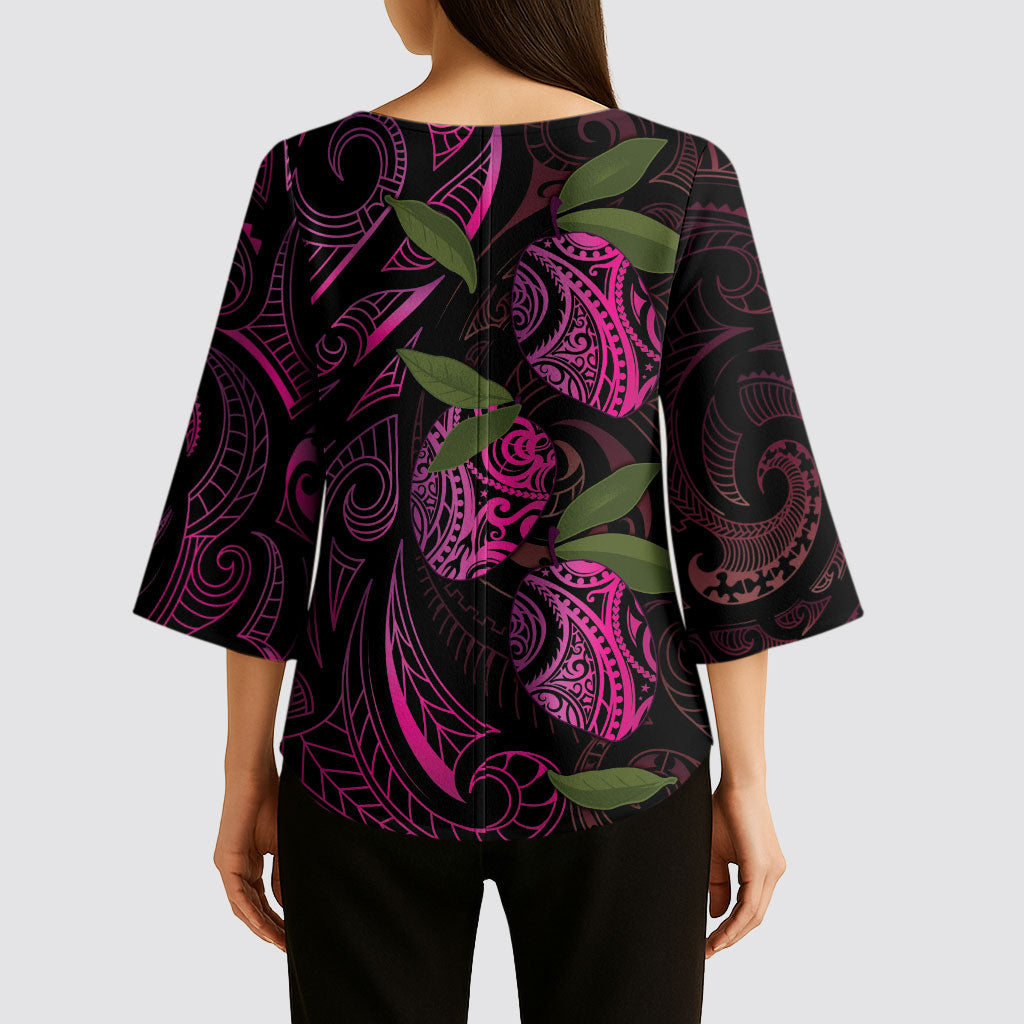 Hawaiian Mango Tribal Tattoo Kimono Sleeve Blouse Pink Pacific Traditional Pattern LT9 - Polynesian Pride