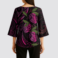 Hawaiian Mango Tribal Tattoo Kimono Sleeve Blouse Pink Pacific Traditional Pattern LT9 - Polynesian Pride