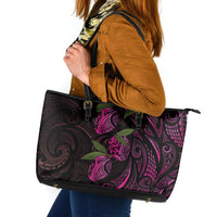 Hawaiian Mango Tribal Tattoo Leather Tote Bag Pink Pacific Traditional Pattern LT9 Pink - Polynesian Pride