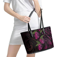 Hawaiian Mango Tribal Tattoo Leather Tote Bag Pink Pacific Traditional Pattern LT9 - Polynesian Pride
