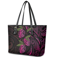Hawaiian Mango Tribal Tattoo Leather Tote Bag Pink Pacific Traditional Pattern LT9 - Polynesian Pride