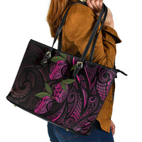 Hawaiian Mango Tribal Tattoo Leather Tote Bag Pink Pacific Traditional Pattern LT9 - Polynesian Pride