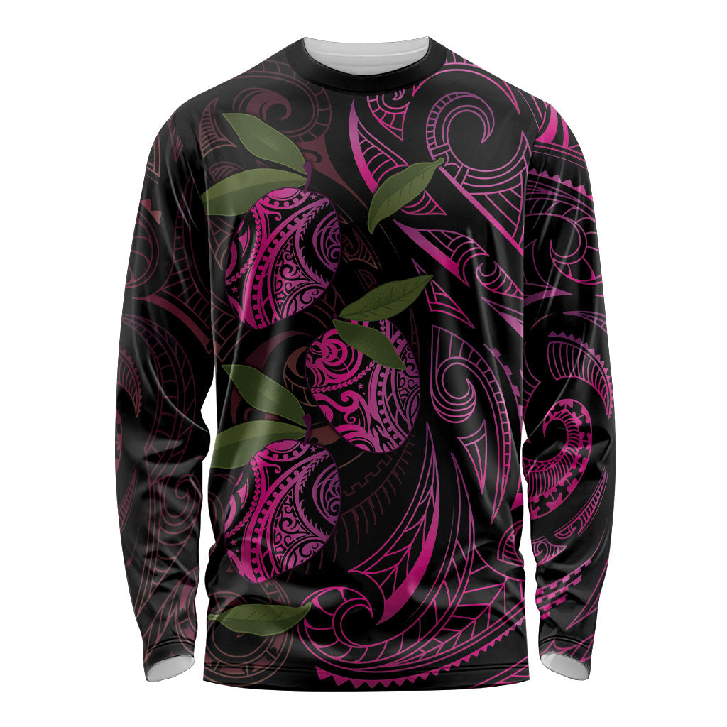 Hawaiian Mango Tribal Tattoo Long Sleeve Shirt Pink Pacific Traditional Pattern LT9 Unisex Pink - Polynesian Pride