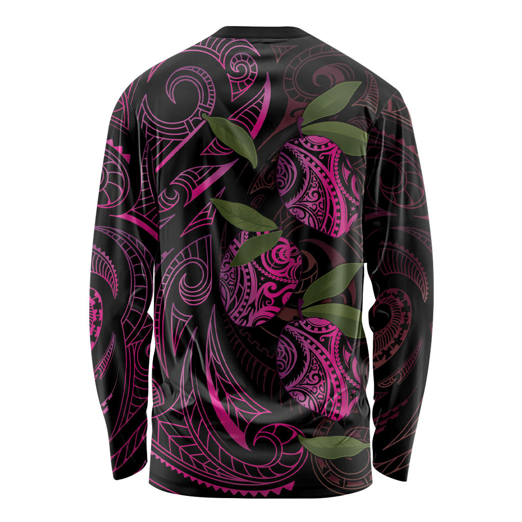 Hawaiian Mango Tribal Tattoo Long Sleeve Shirt Pink Pacific Traditional Pattern LT9 - Polynesian Pride