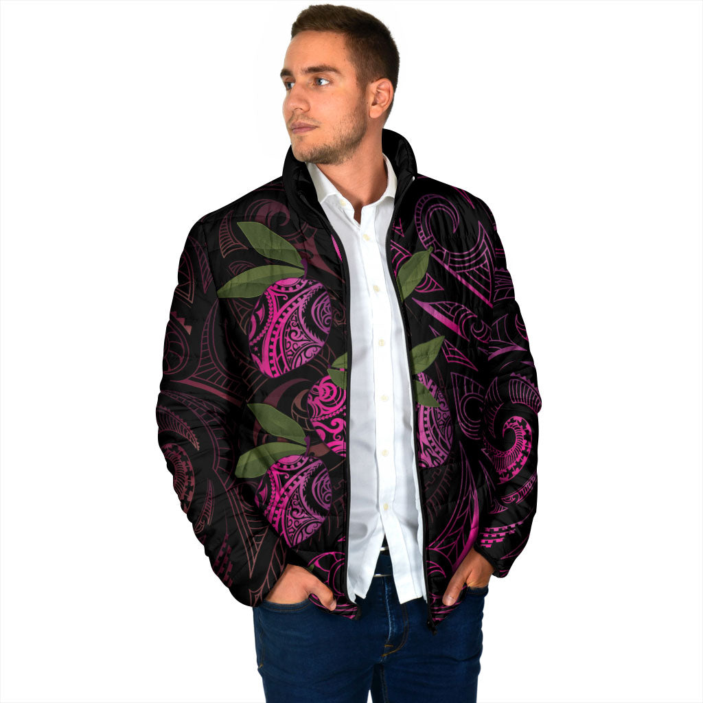 Hawaiian Mango Tribal Tattoo Padded Jacket Pink Pacific Traditional Pattern LT9 - Polynesian Pride