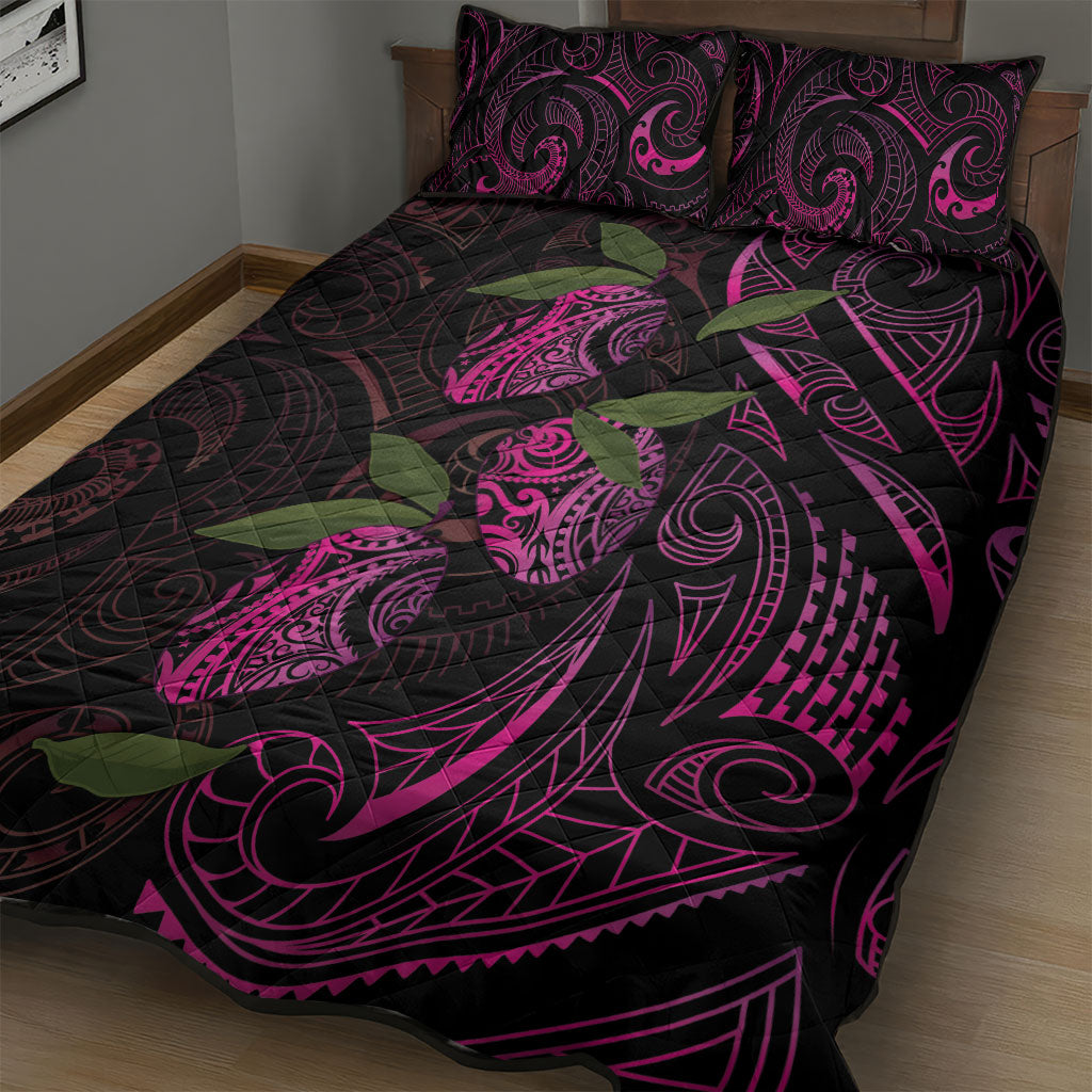 Hawaiian Mango Tribal Tattoo Quilt Bed Set Pink Pacific Traditional Pattern LT9 - Polynesian Pride