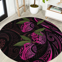 Hawaiian Mango Tribal Tattoo Round Carpet Pink Pacific Traditional Pattern LT9 Pink - Polynesian Pride