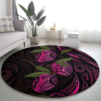 Hawaiian Mango Tribal Tattoo Round Carpet Pink Pacific Traditional Pattern LT9 - Polynesian Pride