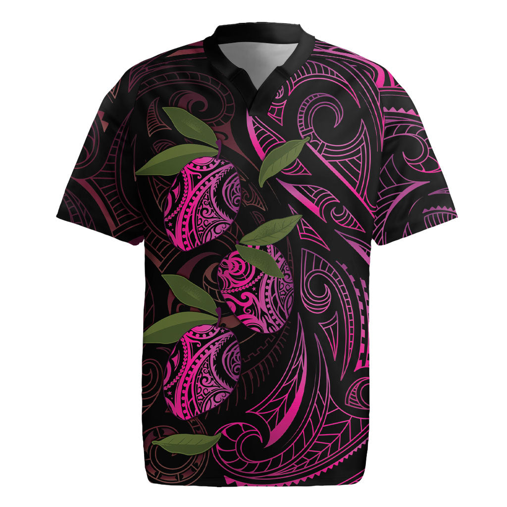 Hawaiian Mango Tribal Tattoo Rugby Jersey Pink Pacific Traditional Pattern LT9 Pink - Polynesian Pride